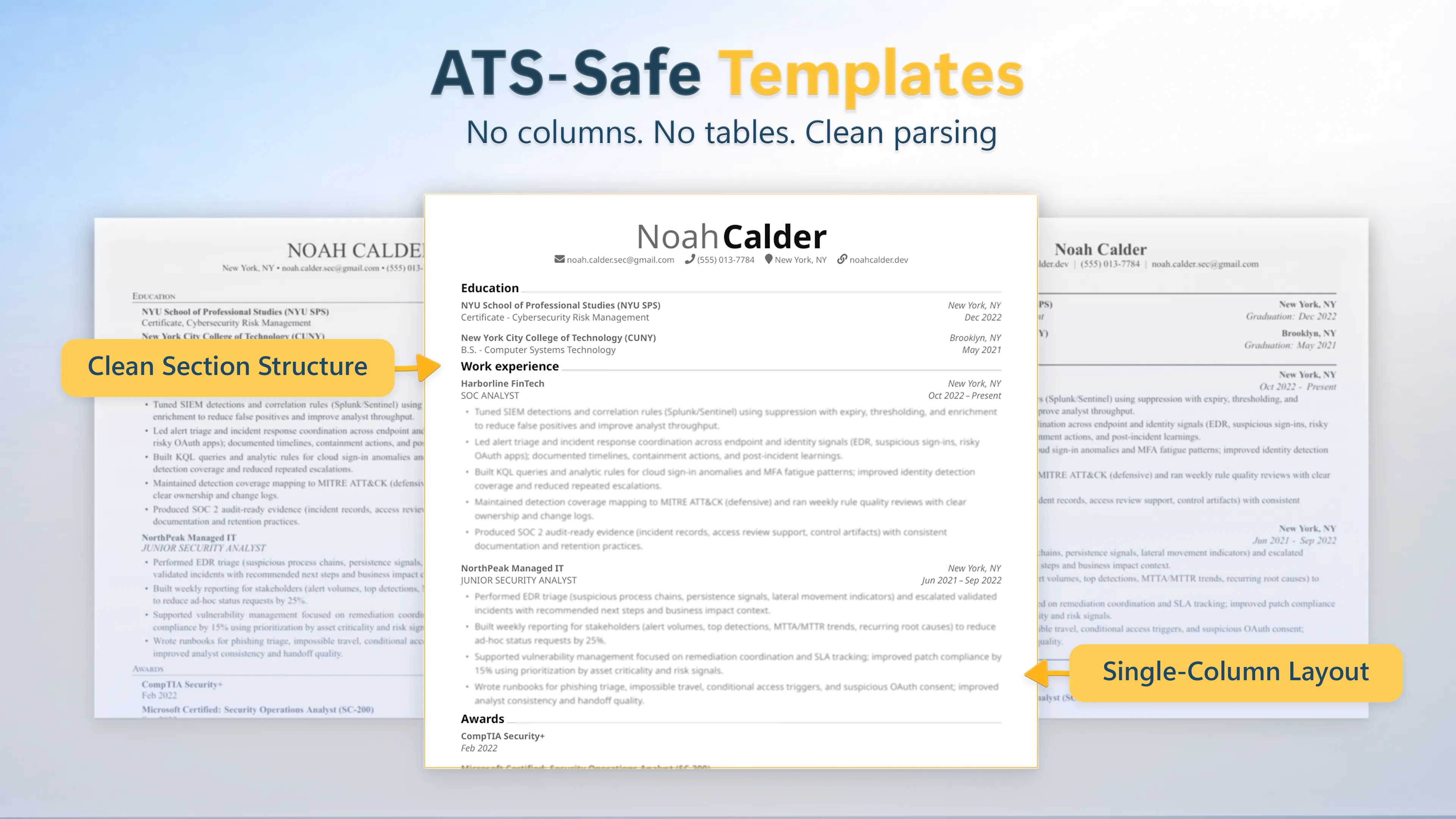 ATS-freundliche Vorlagen in Resumy