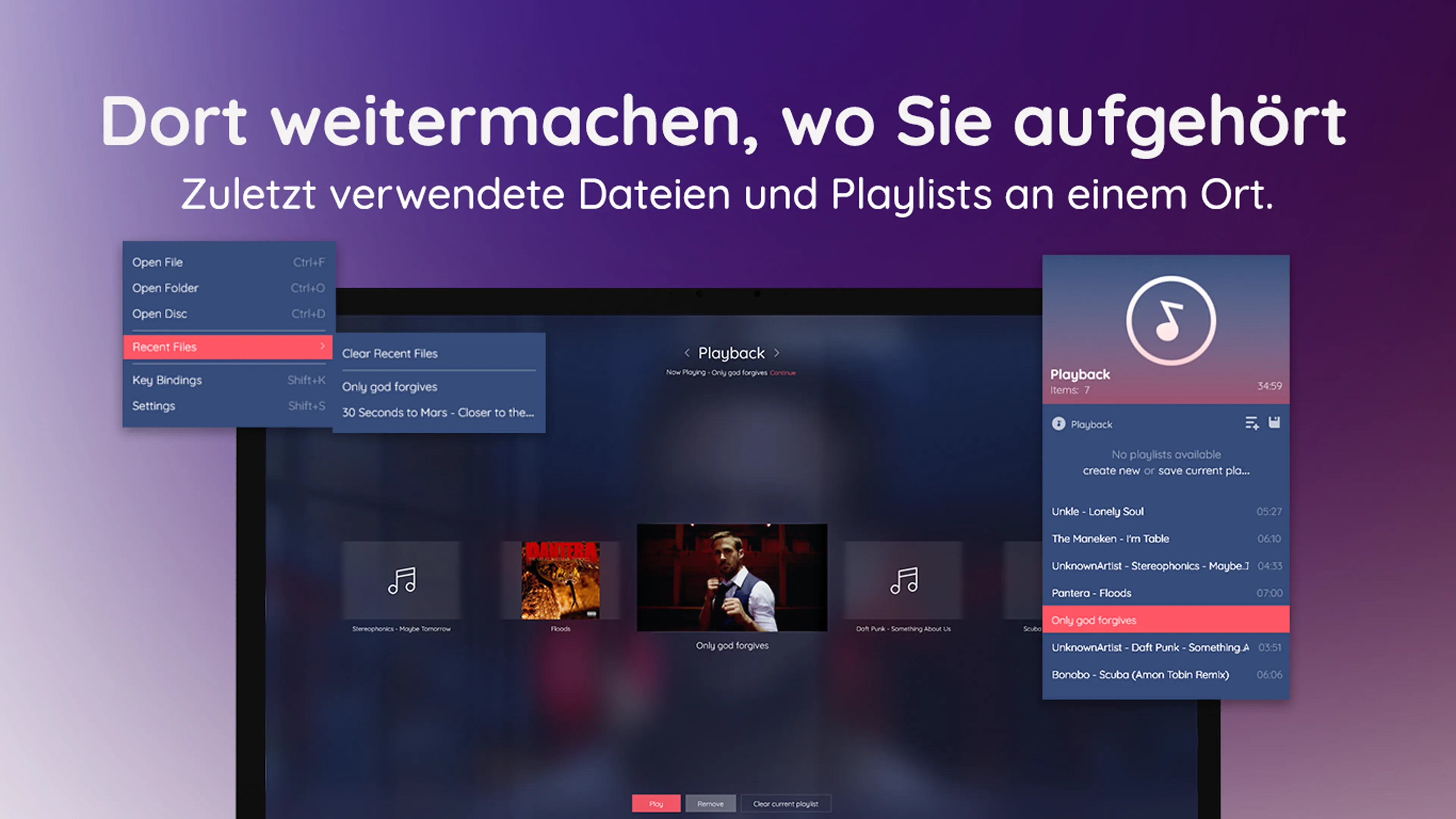 Medienliste in MediaPlay