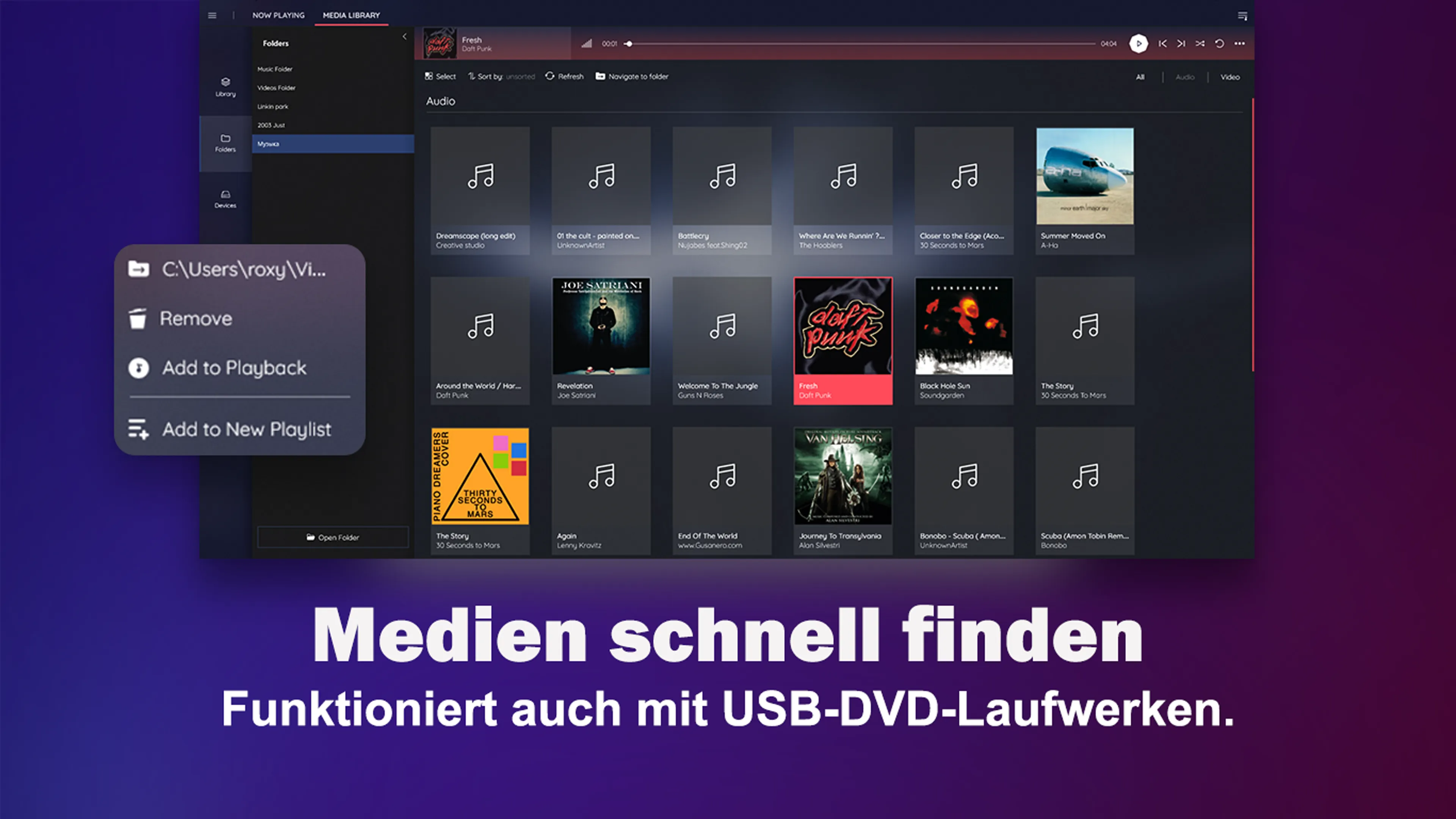 Medienliste in MediaPlay